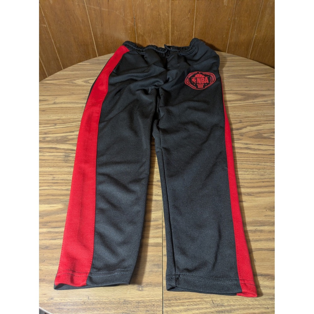 NBA Youth Track Pants Black Red Side Stripe Basketball Joggers Medium